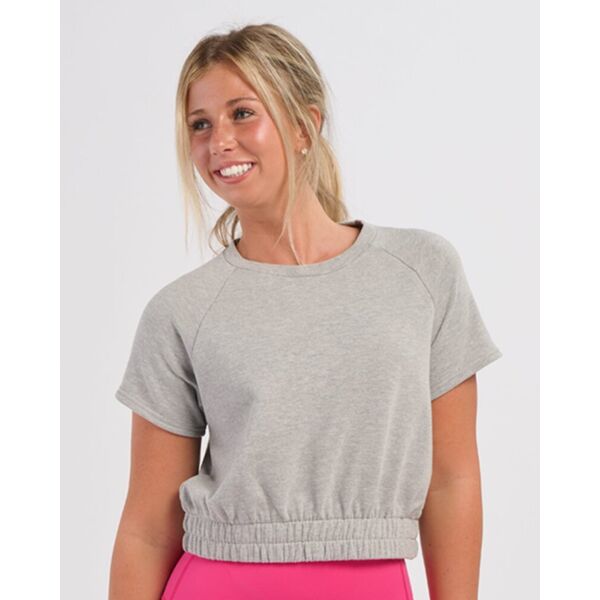 Women's French Terry Short Sleeve Cropped Crewneck Sweatshirt Thumbnail
